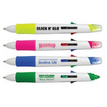 Click N' Glo 4 Color Pen & Fluorescent Highlighter Combo